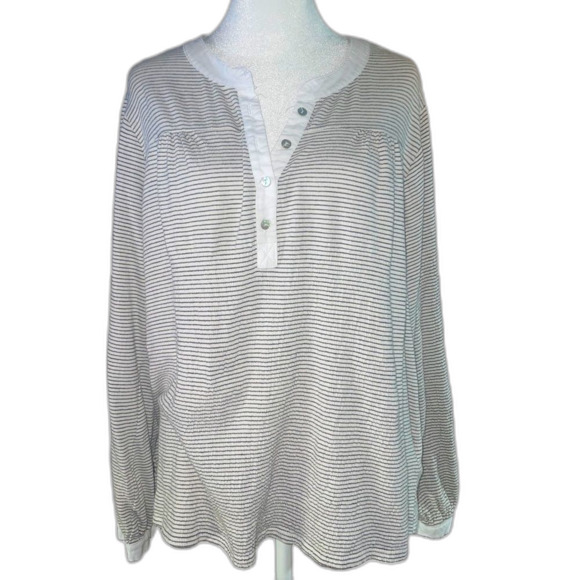 Anthropologie Dolan Henley Pin striped Top. Large.     LTOP555 - Picture 3 of 6